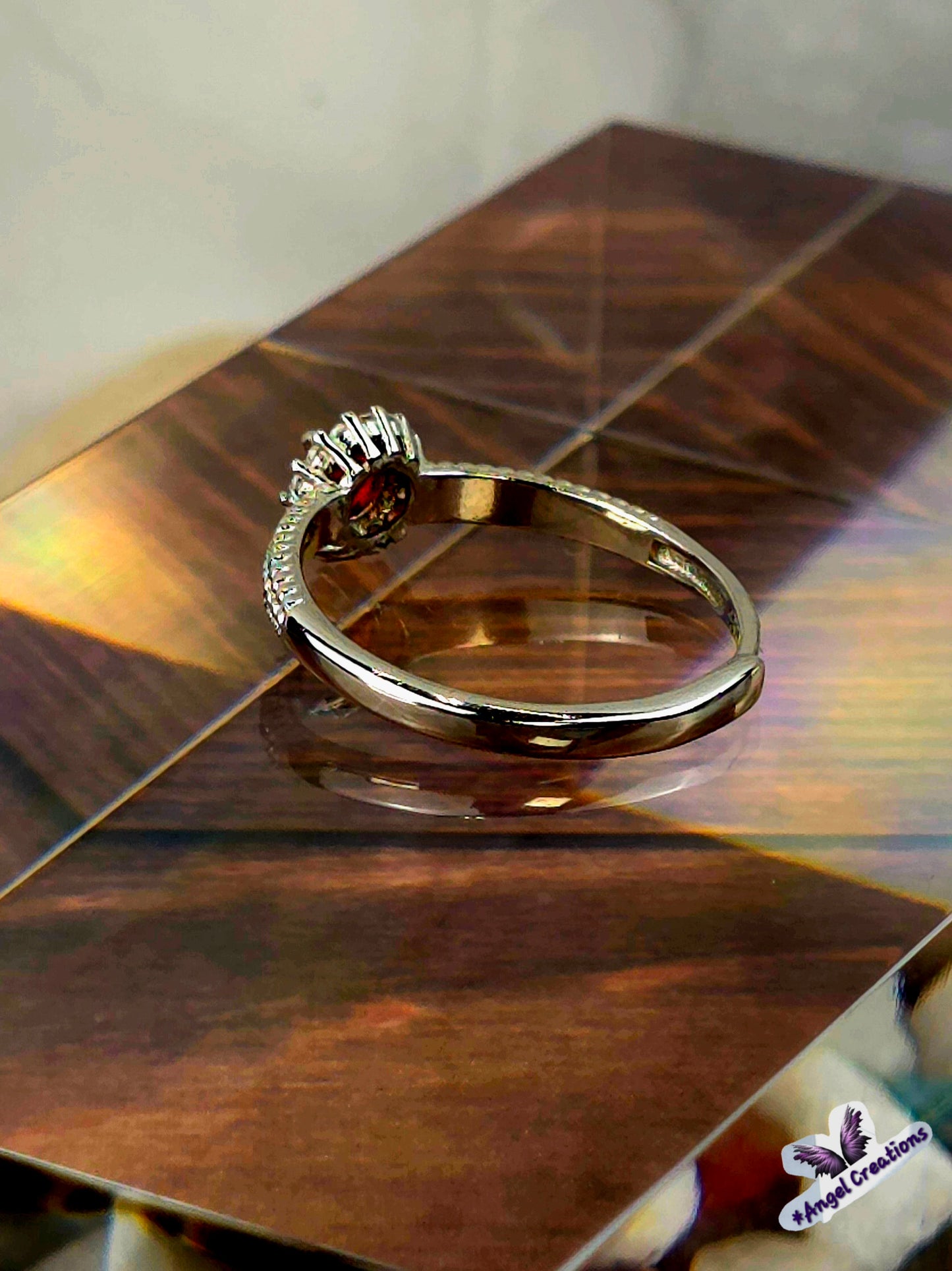 Ruby Gemstone Sterling Silver Adjustable Ring