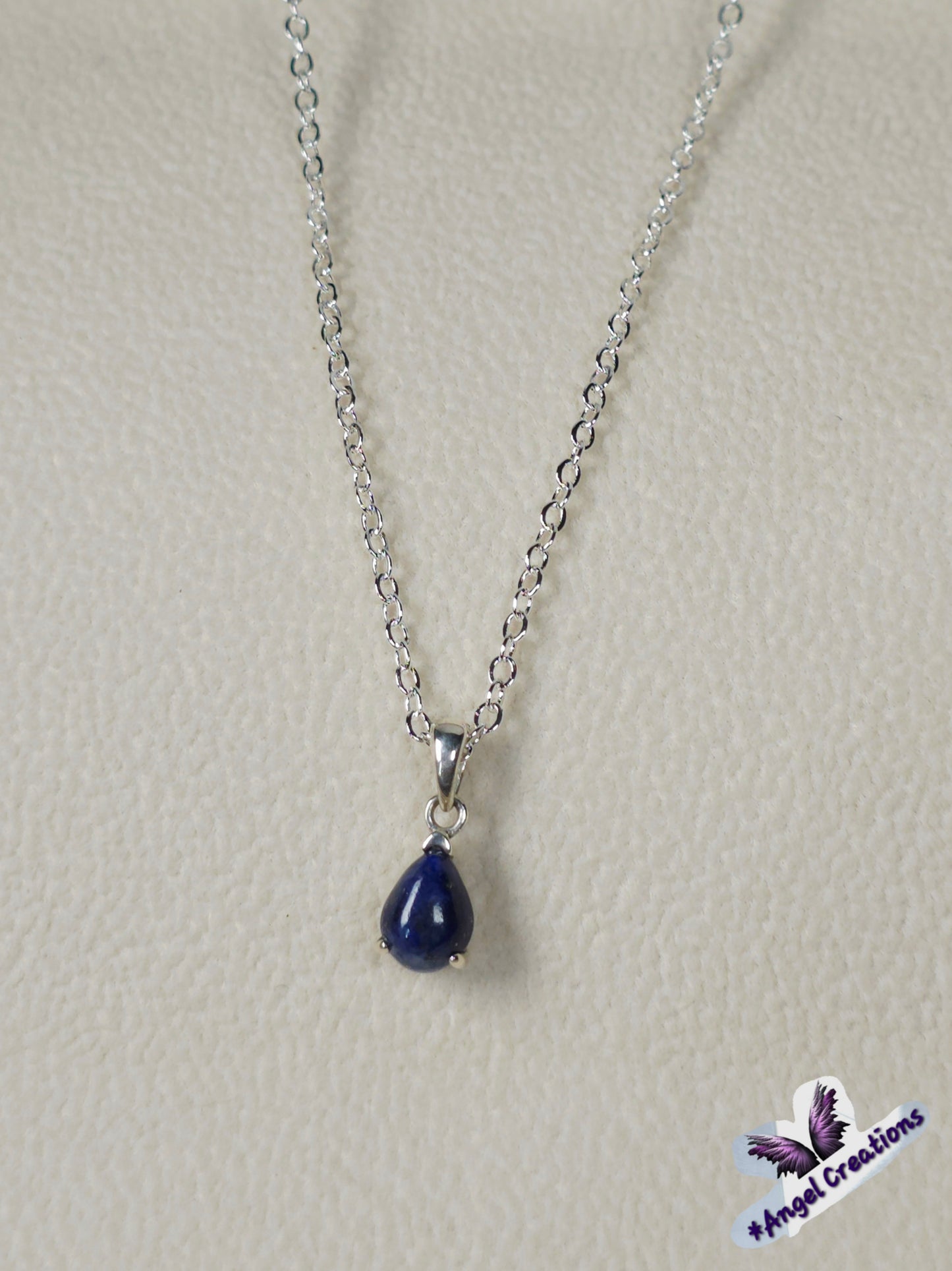 Sterling Silver Tear Drop Crystal Necklace
