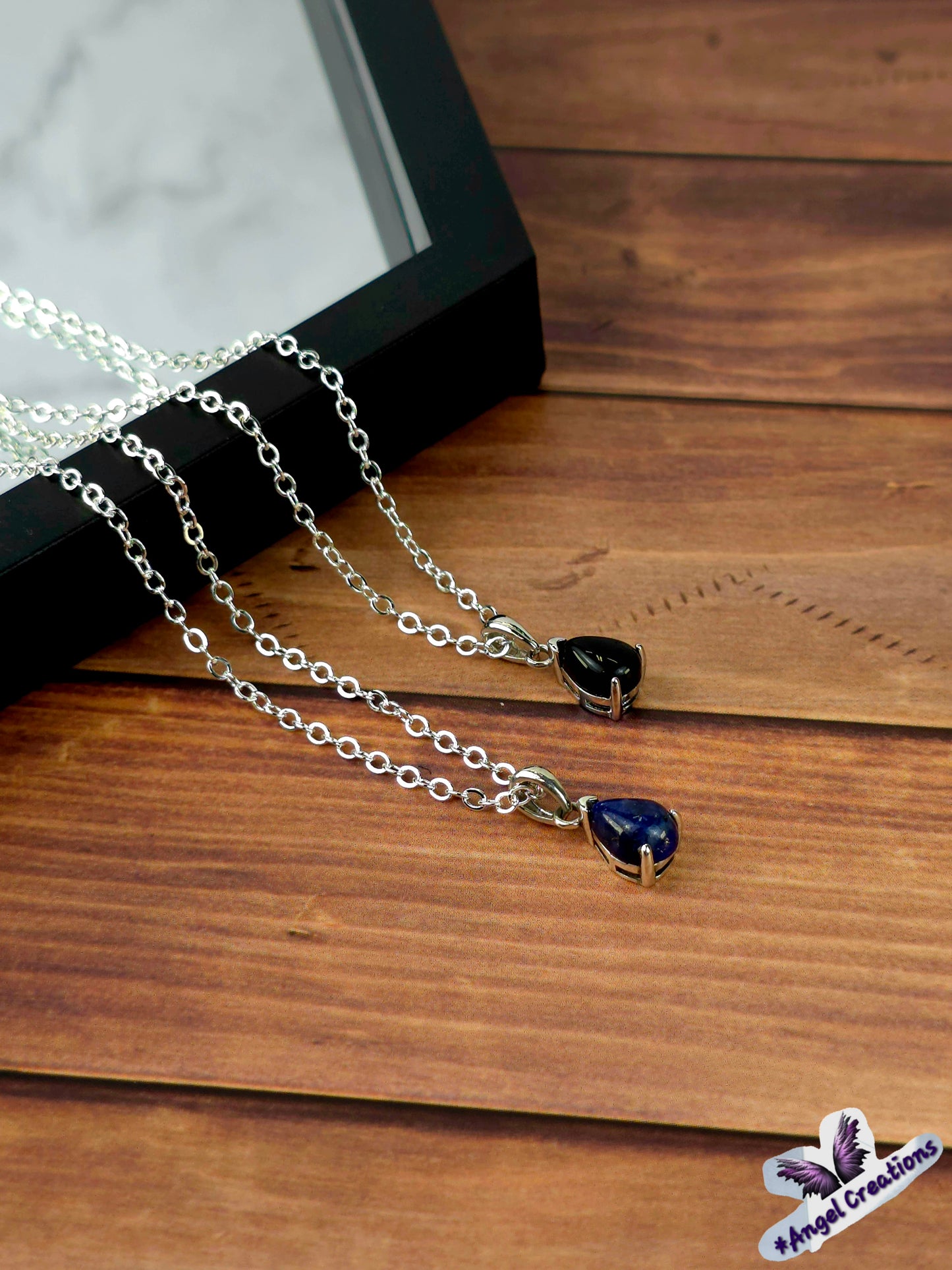 Sterling Silver Tear Drop Crystal Necklace