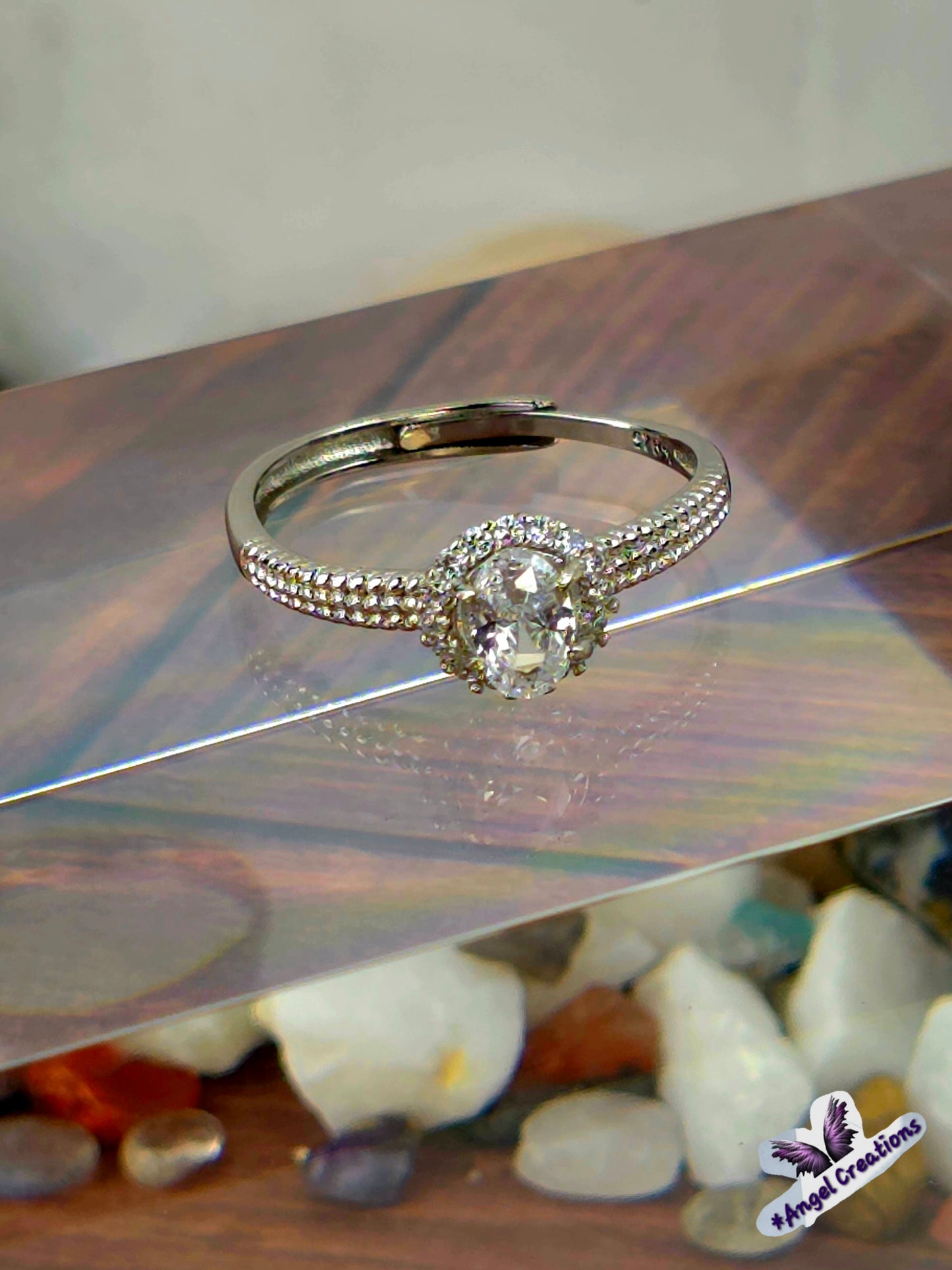 Sterling Silver Ring With Clear Oval Cubic Zirconium Gemstone