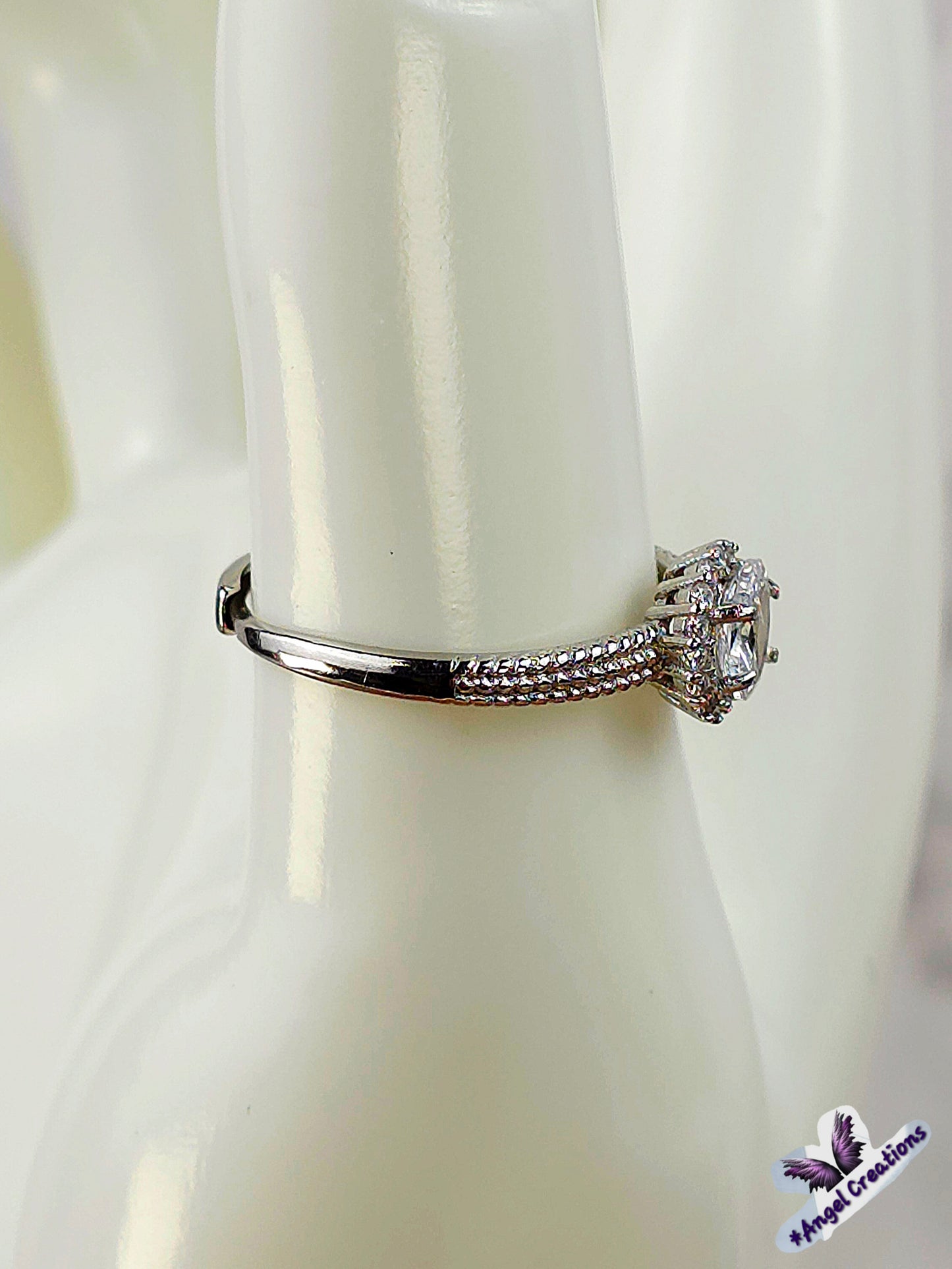 Sterling Silver Ring With Clear Oval Cubic Zirconium Gemstone