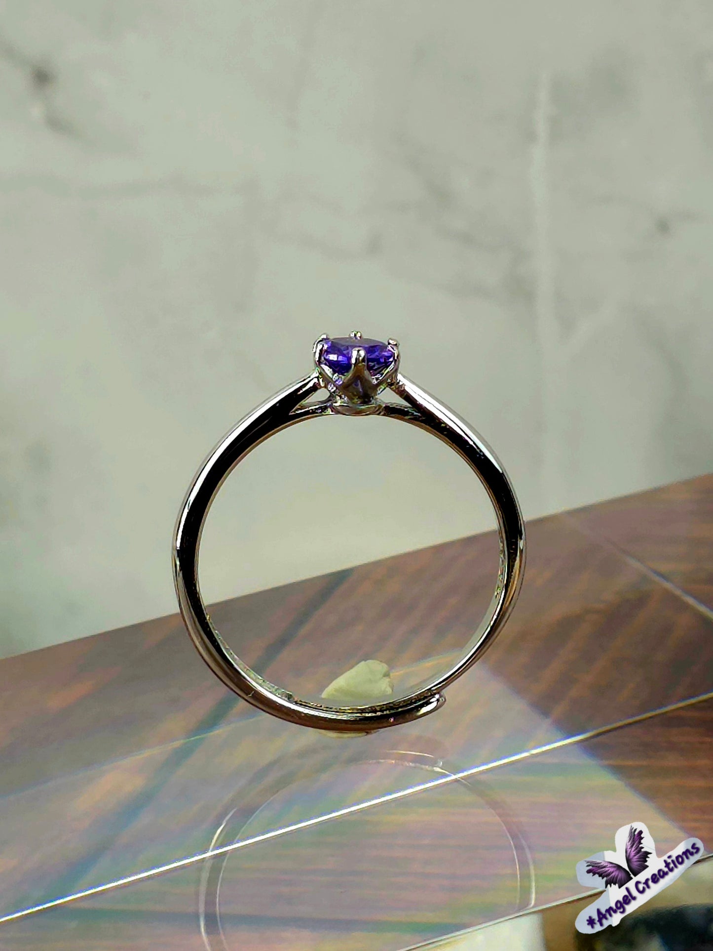 Amethyst Gemstone Sterling Silver Adjustable Ring