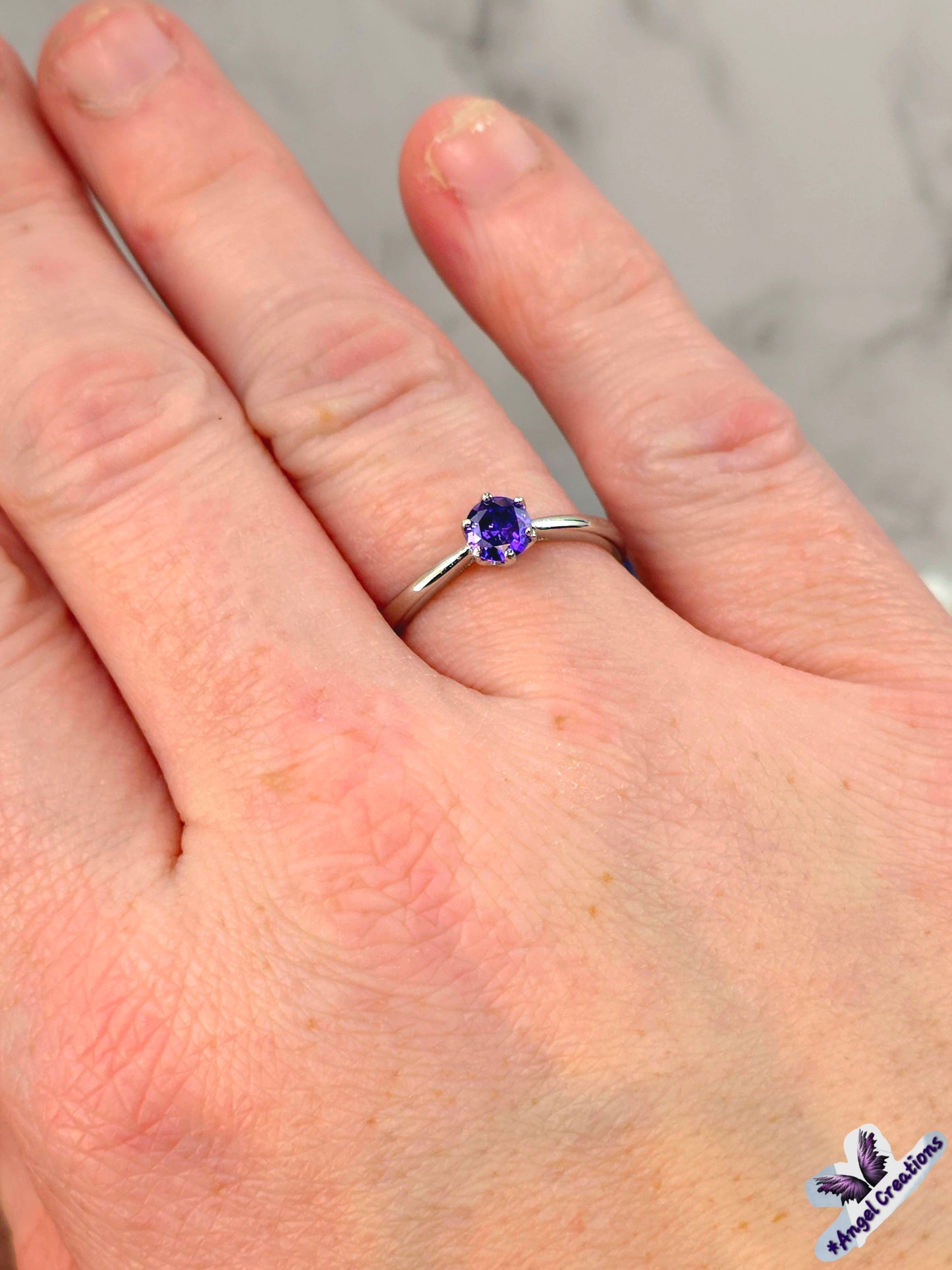 Amethyst Gemstone Sterling Silver Adjustable Ring