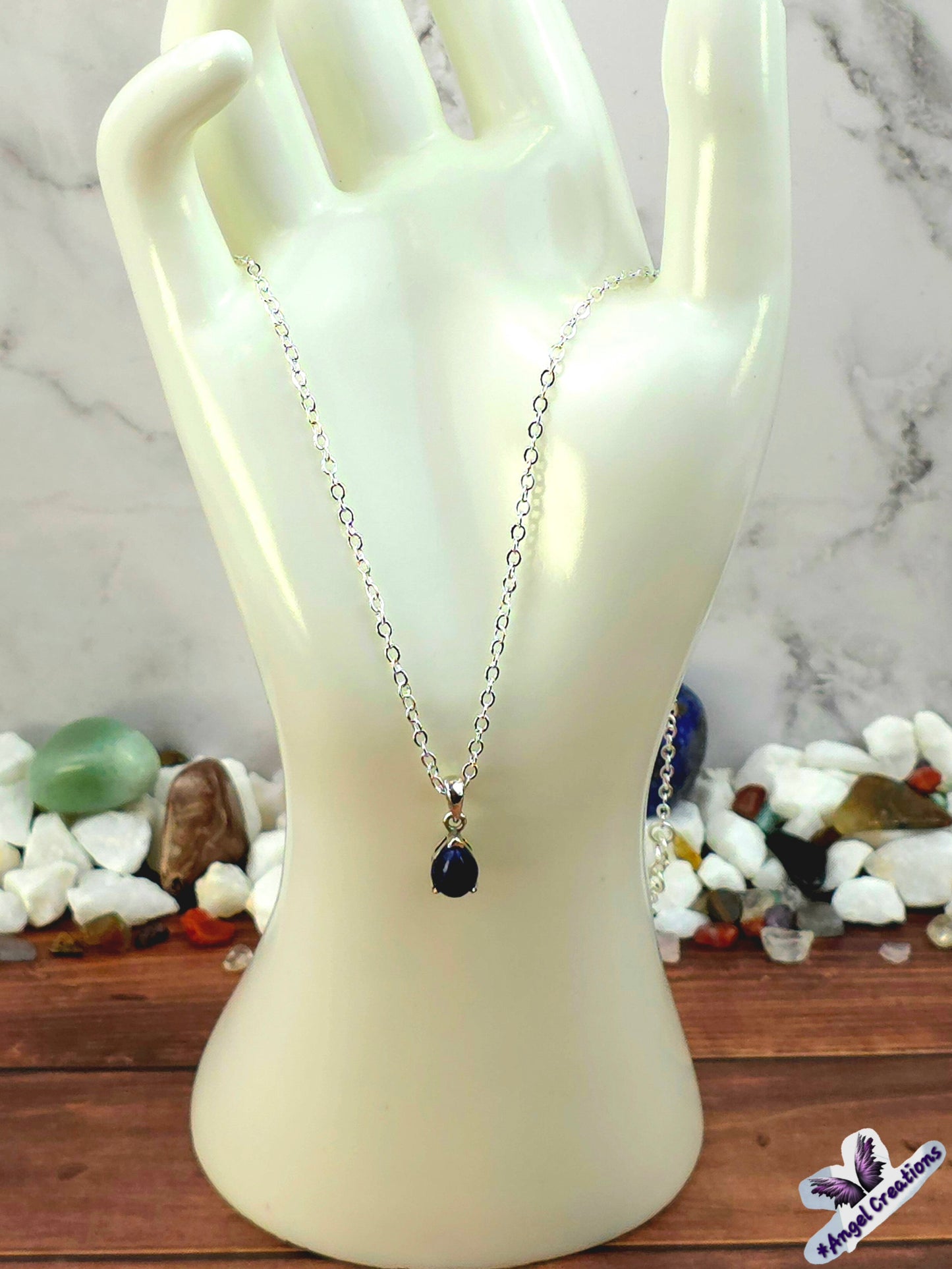 Sterling Silver Tear Drop Crystal Necklace