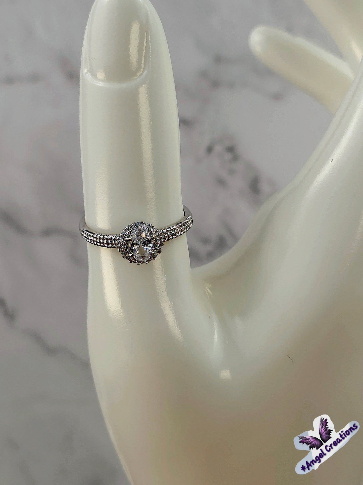 Sterling Silver Ring With Clear Oval Cubic Zirconium Gemstone