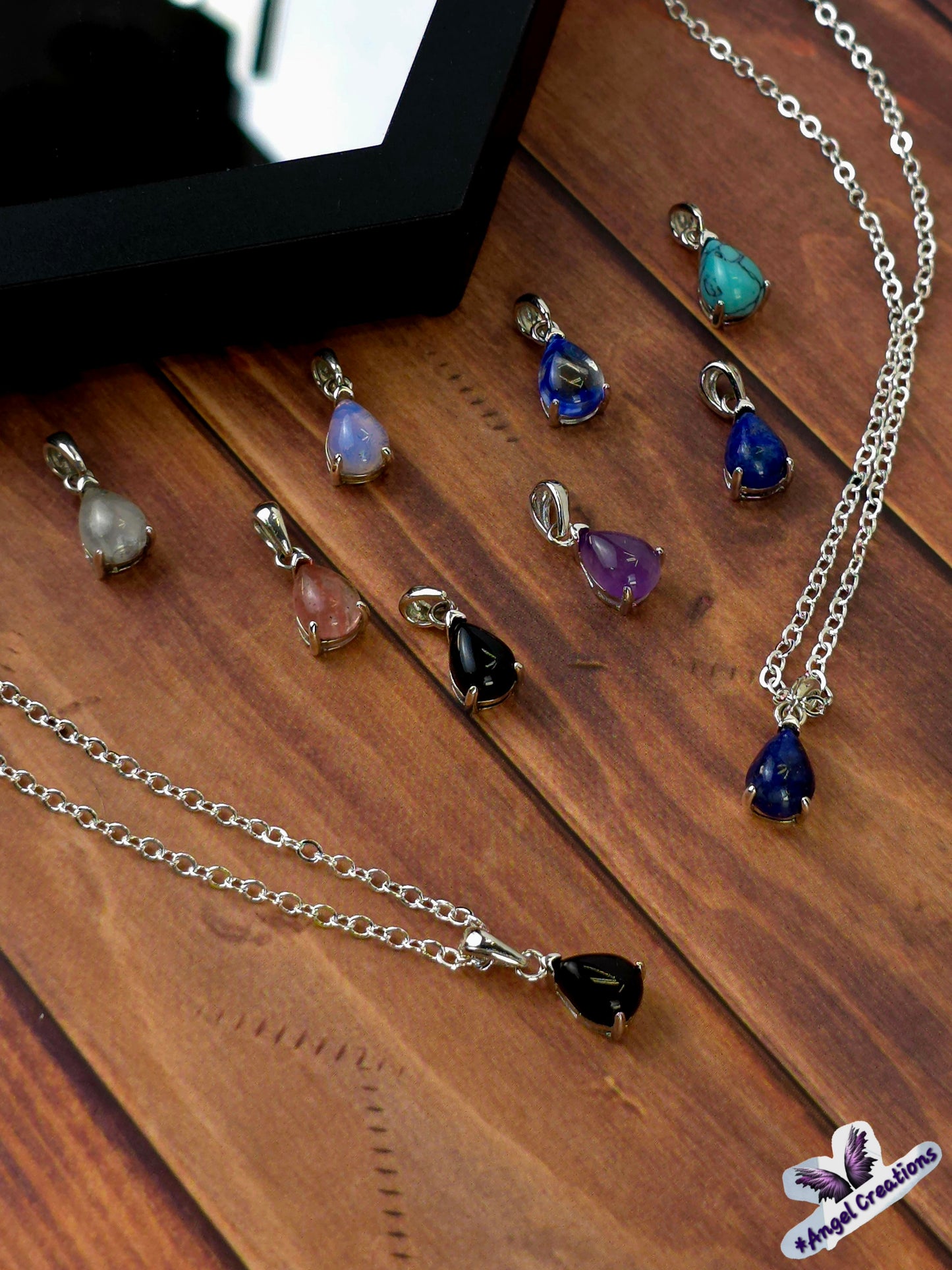 Sterling Silver Tear Drop Crystal Necklace