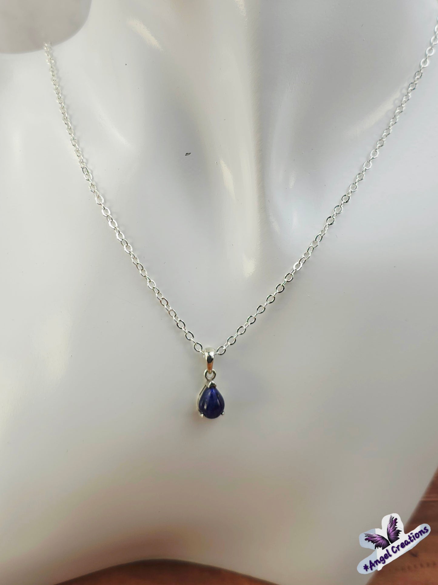 Sterling Silver Tear Drop Crystal Necklace