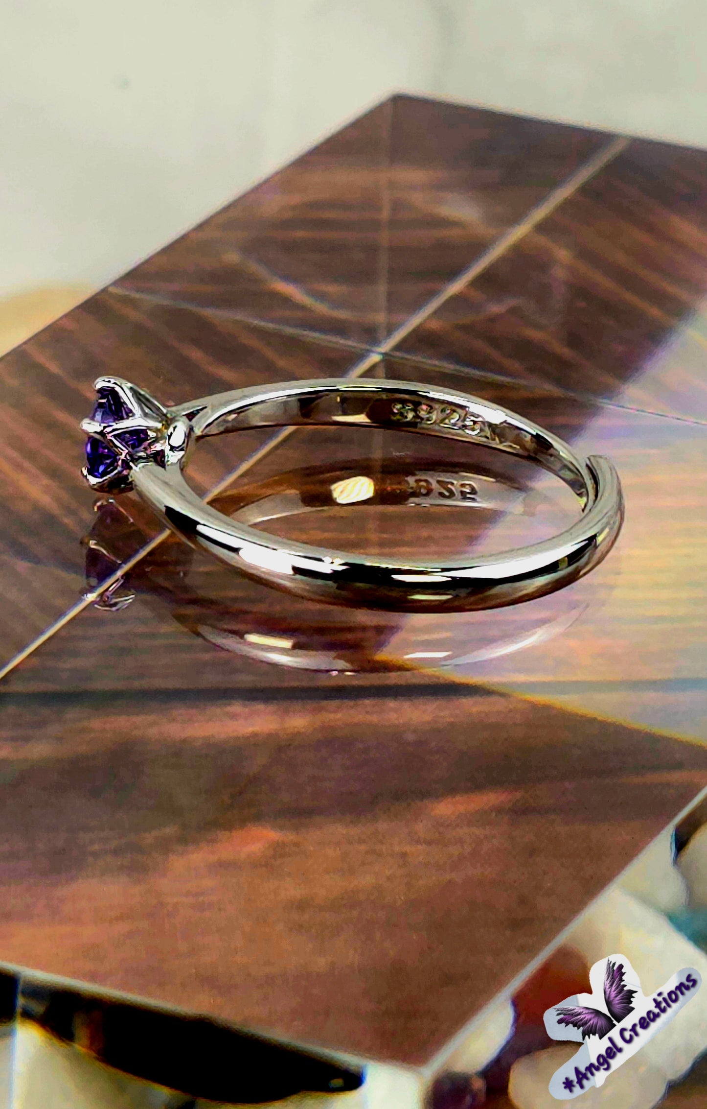 Amethyst Gemstone Sterling Silver Adjustable Ring