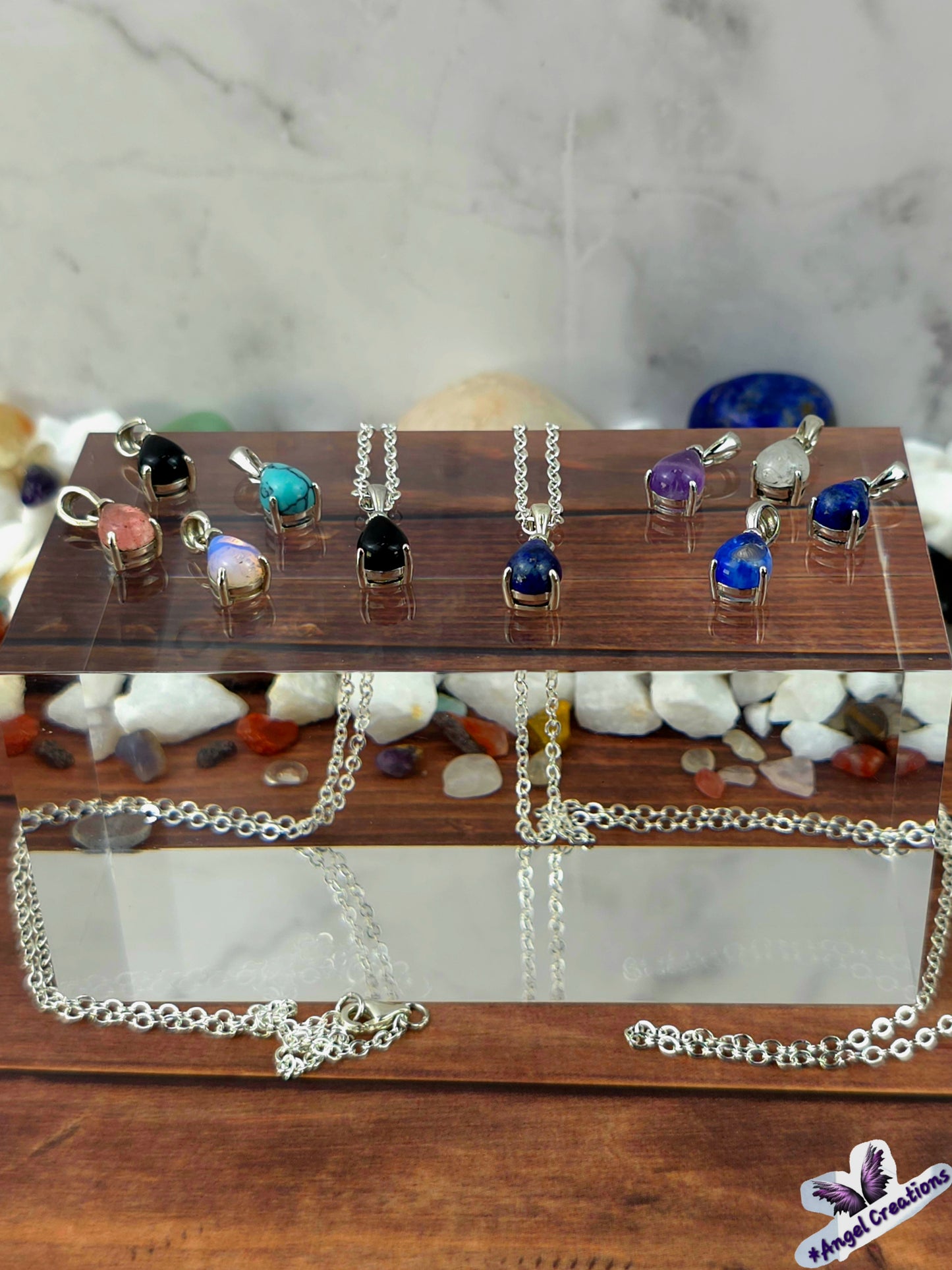 Sterling Silver Tear Drop Crystal Necklace