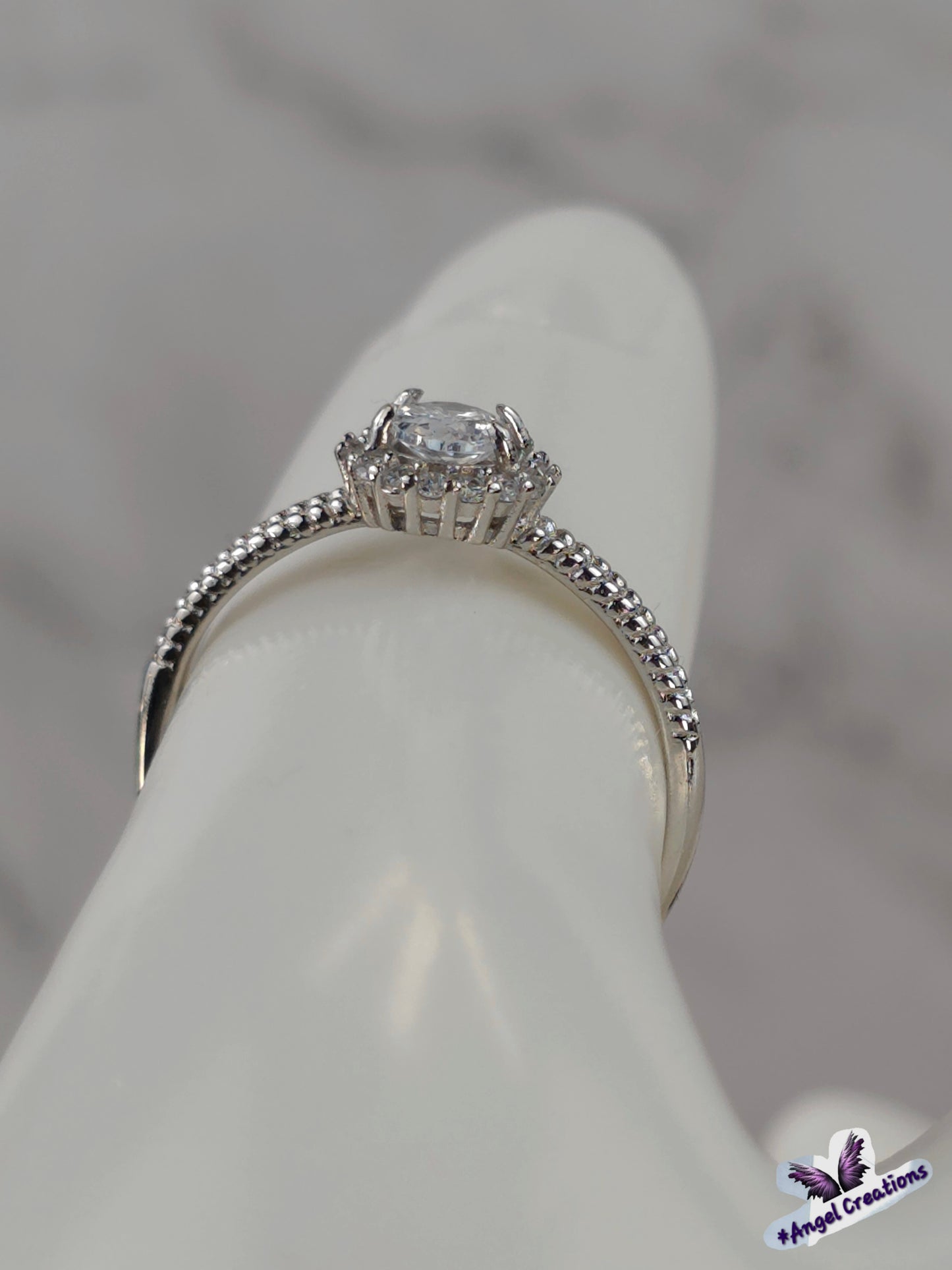 Sterling Silver Ring With Clear Oval Cubic Zirconium Gemstone