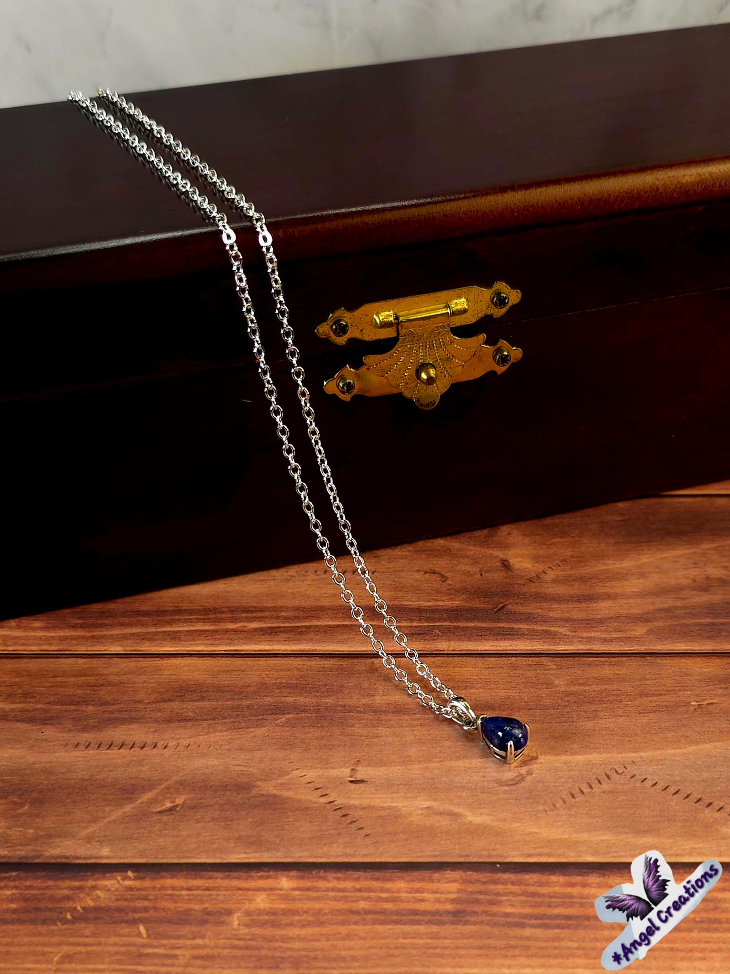 Sterling Silver Tear Drop Crystal Necklace